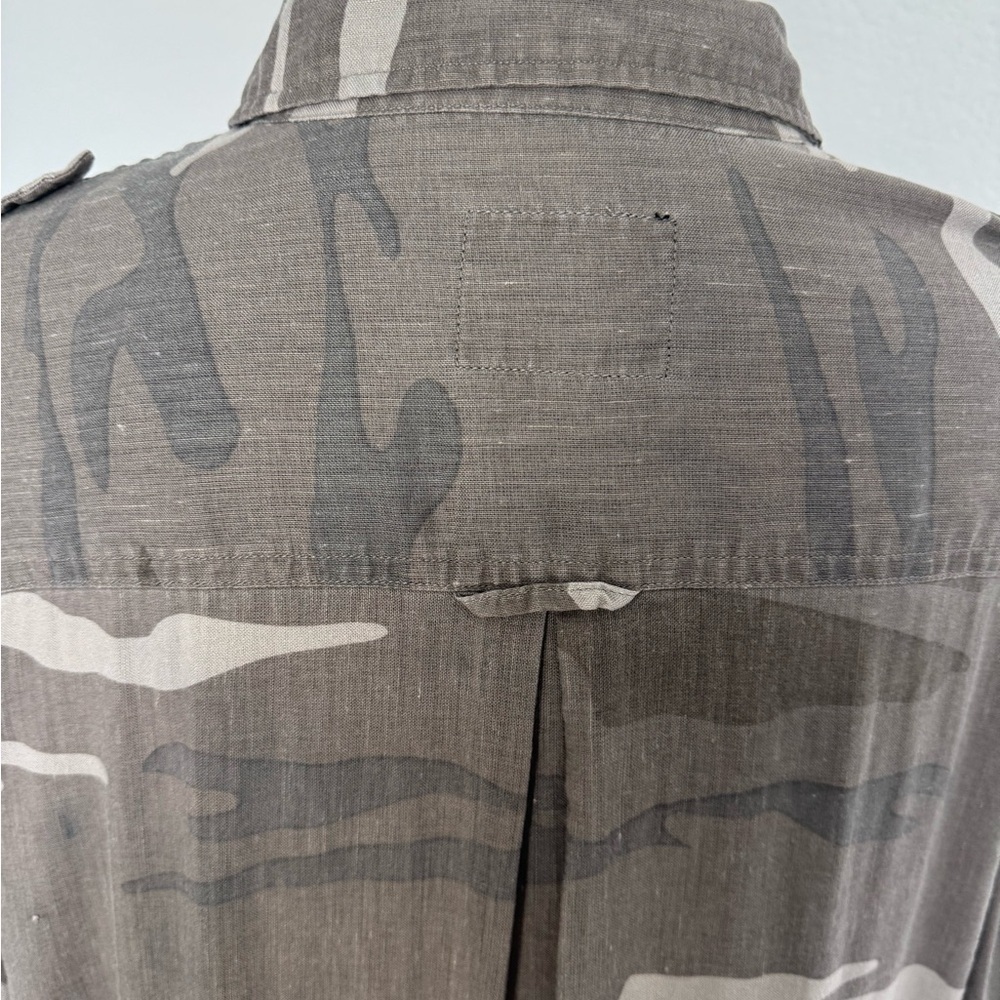 Rails Lennon Camo Linen Blend ButtonDown Shirt DressGray Long Sleeve Size M - Picture 12 of 13